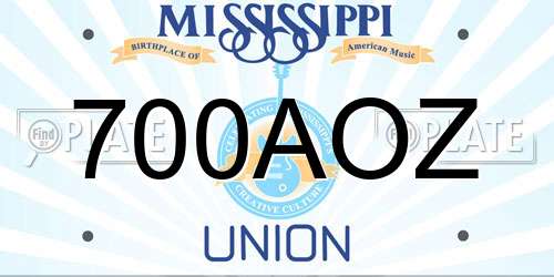 700AOZ Mississippi License Plate