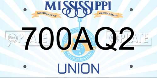 700AQ2 Mississippi License Plate