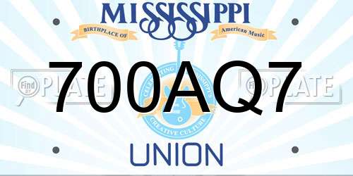 700AQ7 Mississippi License Plate