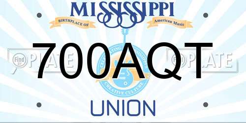 700AQT Mississippi License Plate