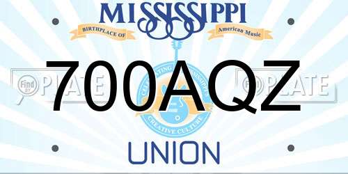 700AQZ Mississippi License Plate