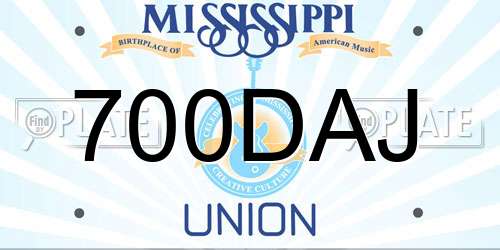 700DAJ Mississippi License Plate