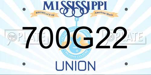 700G22 Mississippi License Plate
