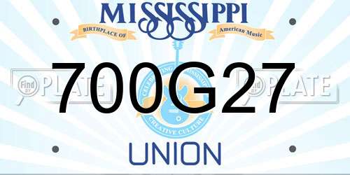 700G27 Mississippi License Plate