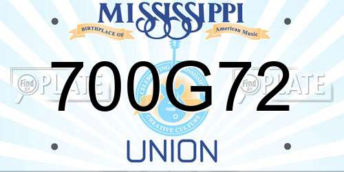 700G72 Mississippi License Plate