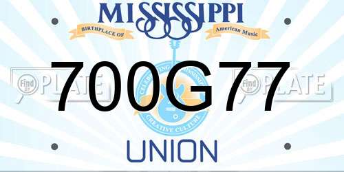 700G77 Mississippi License Plate