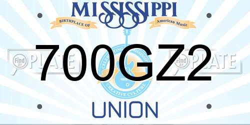 700GZ2 Mississippi License Plate