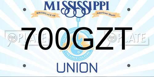 700GZT Mississippi License Plate
