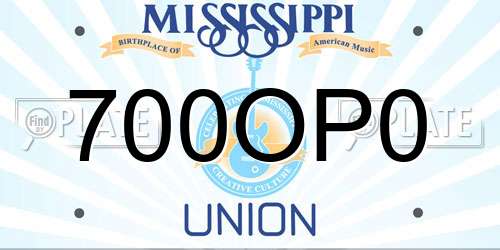 700OP0 Mississippi License Plate