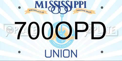 700OPD Mississippi License Plate