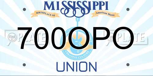 700OPO Mississippi License Plate