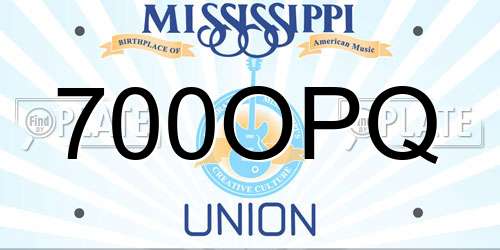 700OPQ Mississippi License Plate