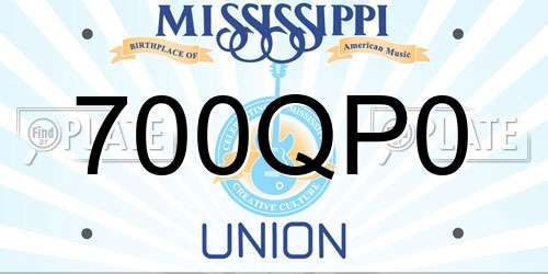 700QP0 Mississippi License Plate