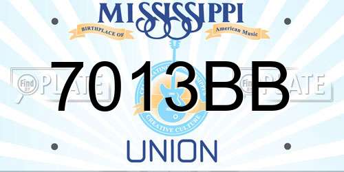 7013BB Mississippi License Plate