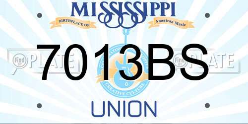 7013BS Mississippi License Plate