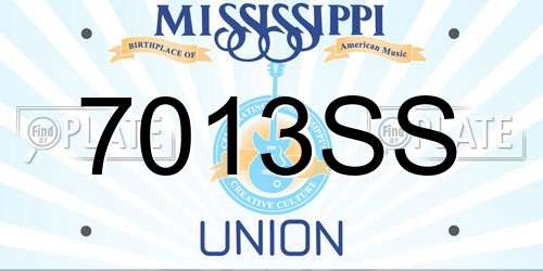 7013SS Mississippi License Plate