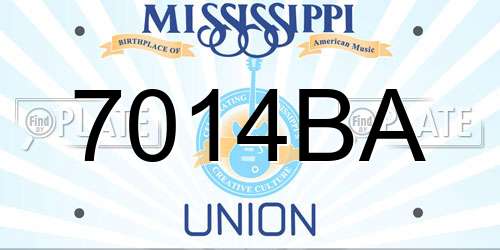 7014BA Mississippi License Plate