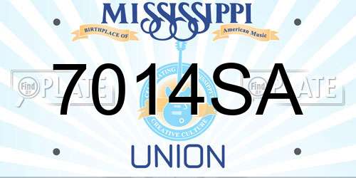7014SA Mississippi License Plate