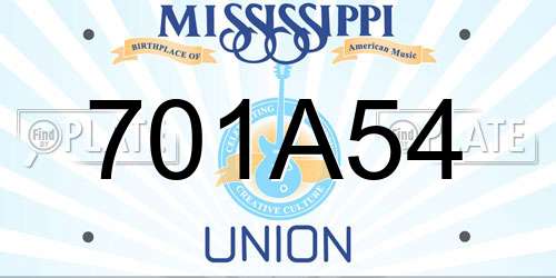 701A54 Mississippi License Plate
