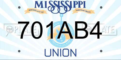 701AB4 Mississippi License Plate