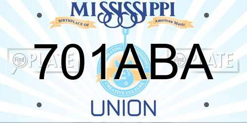 701ABA Mississippi License Plate