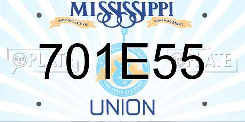 701E55 Mississippi License Plate