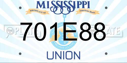 701E88 Mississippi License Plate