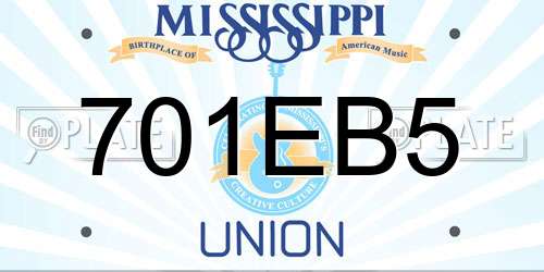 701EB5 Mississippi License Plate