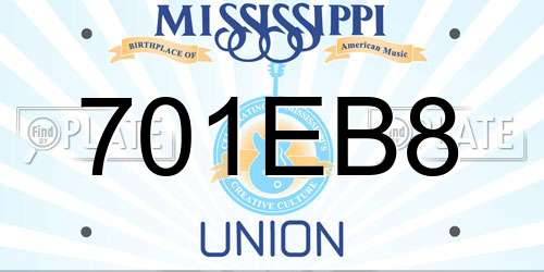 701EB8 Mississippi License Plate