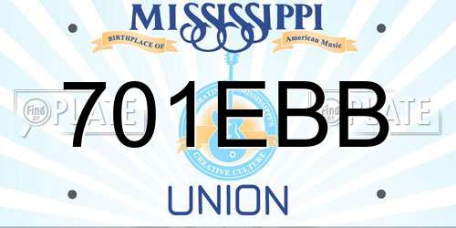 701EBB Mississippi License Plate