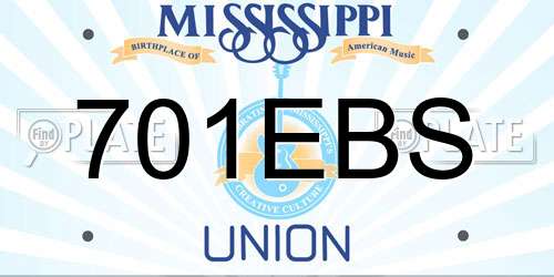 701EBS Mississippi License Plate
