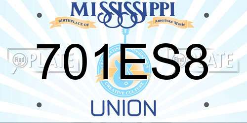 701ES8 Mississippi License Plate