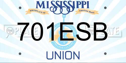 701ESB Mississippi License Plate