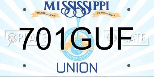701GUF Mississippi License Plate