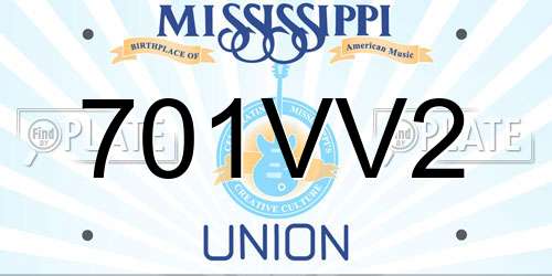 701VV2 Mississippi License Plate