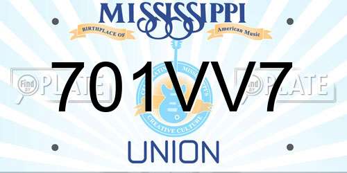 701VV7 Mississippi License Plate