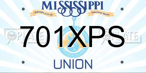 701XPS Mississippi License Plate