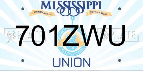 701ZWU Mississippi License Plate