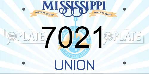7021 Mississippi License Plate