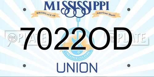 7022OD Mississippi License Plate