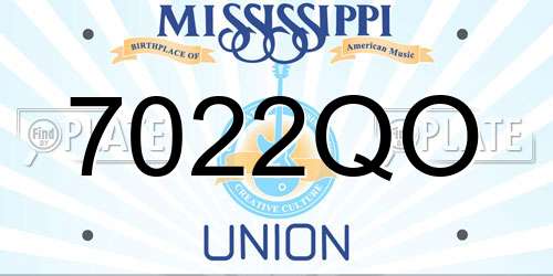 7022QO Mississippi License Plate