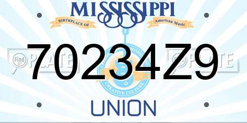 70234Z9 Mississippi License Plate