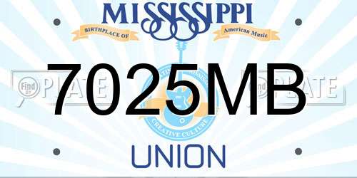 7025MB Mississippi License Plate