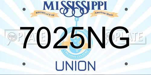 7025NG Mississippi License Plate