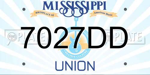 7027DD Mississippi License Plate