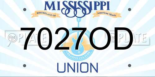 7027OD Mississippi License Plate