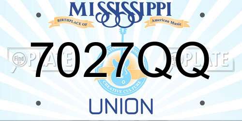 7027QQ Mississippi License Plate