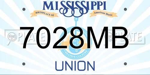 7028MB Mississippi License Plate