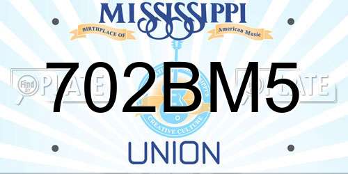 702BM5 Mississippi License Plate