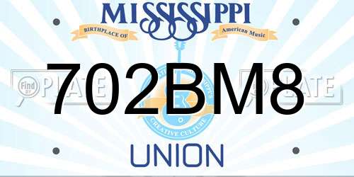 702BM8 Mississippi License Plate